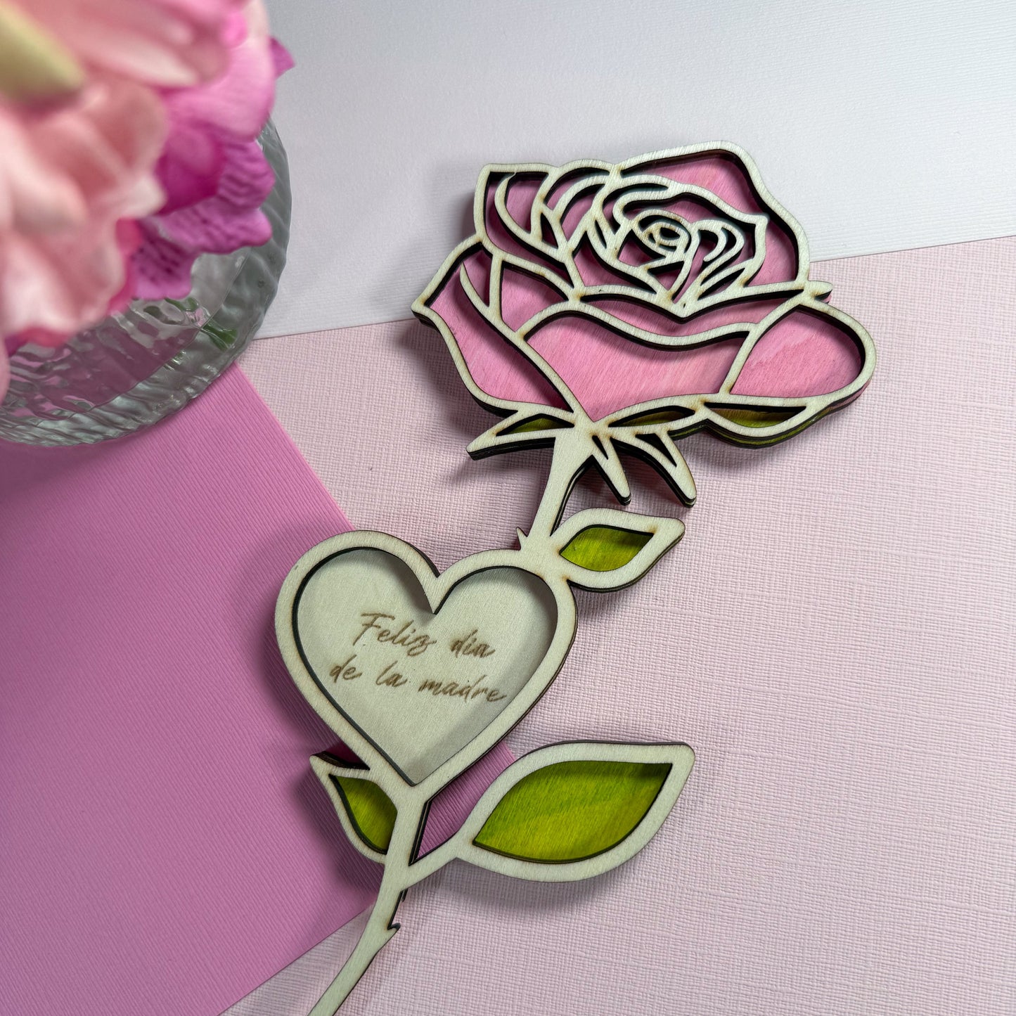 Flor en Madera Personalizada | Regalo para Mamá | Detalle Día de las Madres | Regalo Personalizado con Nombre o Mensaje