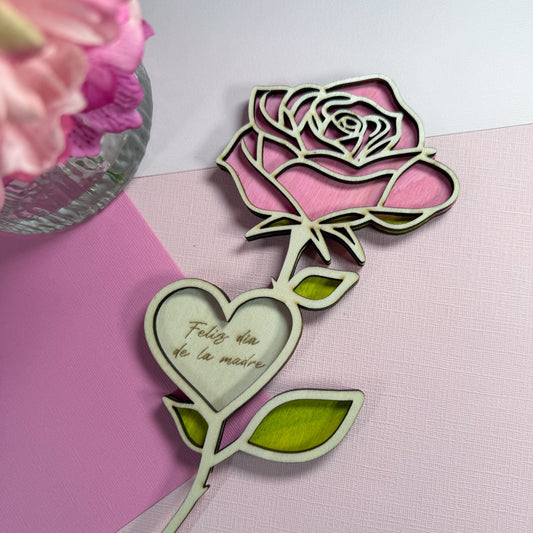 Flor en Madera Personalizada | Regalo para Mamá | Detalle Día de las Madres | Regalo Personalizado con Nombre o Mensaje